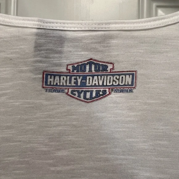 Harley Davidson Bling Logo Flag Tee Womens Lg - Picture 3 of 4